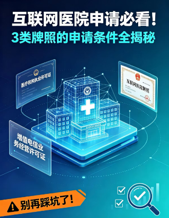 互联网医院申请必看！3类牌照的申请条件全揭秘，别再踩坑了！